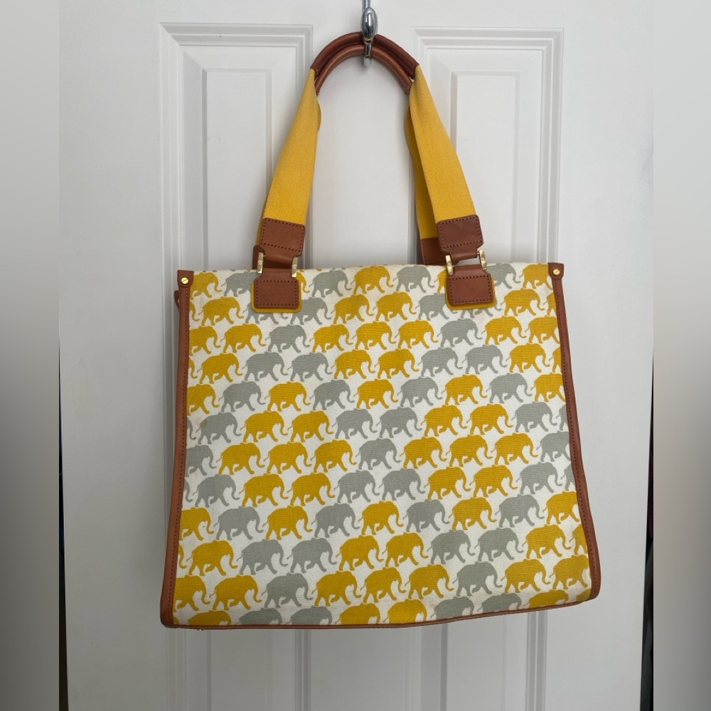 Tory Burch Canvas Tote Bag Elephant Print